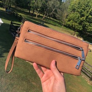 Brown wristlet purse